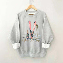 Apres Ski Champagner Skifahrer Sweatshirt