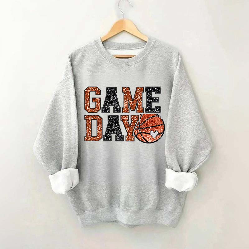Game Day Basketball Bling Printed Sweatshirt