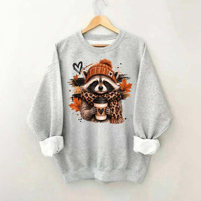Autumn Coffee Lover Raccoon Sweatshirt