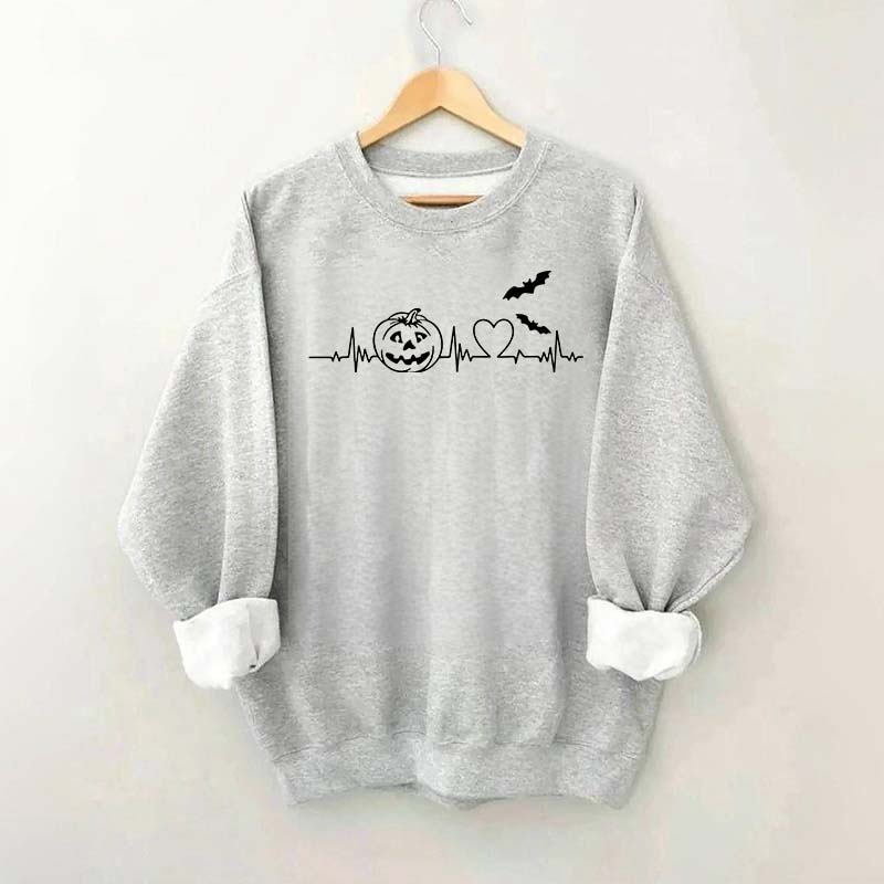 Halloween Pumpkin Heartbeat Funny Sweatshirt