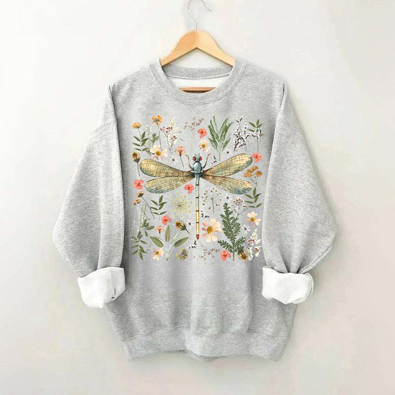 Dragonfly Floral Cottagecore Botanical Retro Sweatshirt