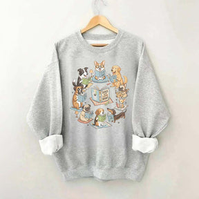 Bookworm Fiction Dog Reading Sweatshirt