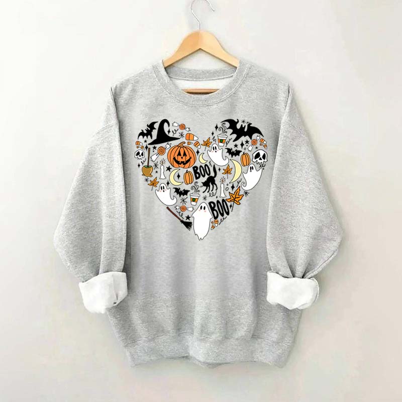 Happy Halloween Doodles Heart Sweatshirt