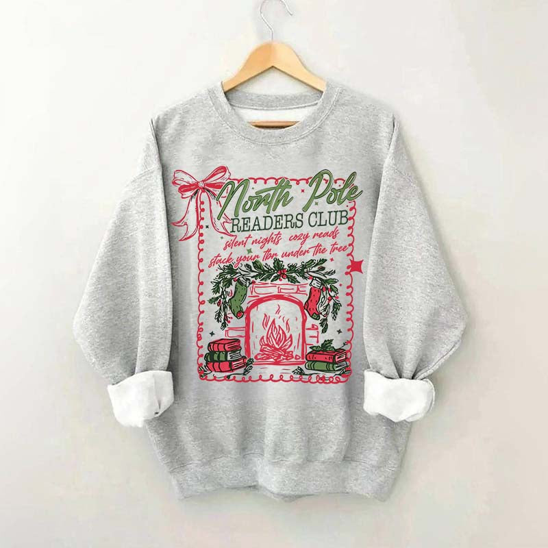 North Pole Readers Club Coquette Christmas Book Sweatshirt