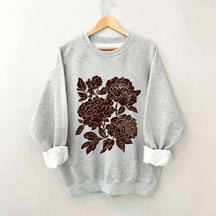 Vintage Linocut Flower Boho Botanical Sweatshirt