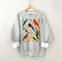 Retro Backyard Birds Cardinal Bluebird Robin Woodpecker Sweatshirt