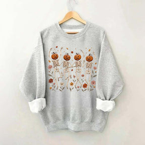 Wildflower Skeleton Preppy Halloween Sweatshirt