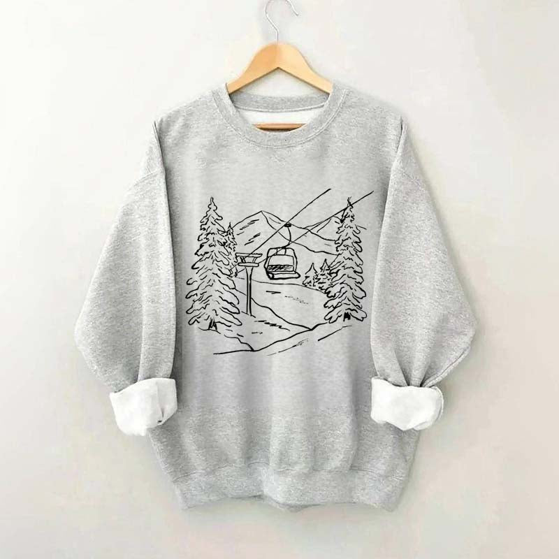 Mountain Graphic Winter Ski Sweatshirt