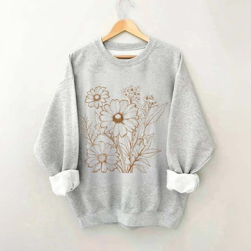 Retro Outline Wildflower Sweatshirt