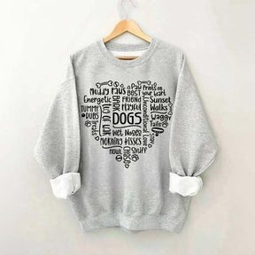 Dog Mom Words in Heart Sweatshirt