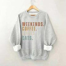 Weekends Coffee Books Cats Sweatshirt