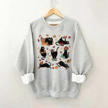 Thanksgiving Retro Black Cat Fall Sweatshirt