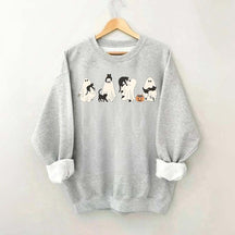 Ghost And Cat Lower Halloween Sweatshirt