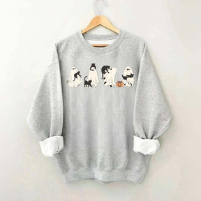 Ghost And Cat Lower Halloween Sweatshirt