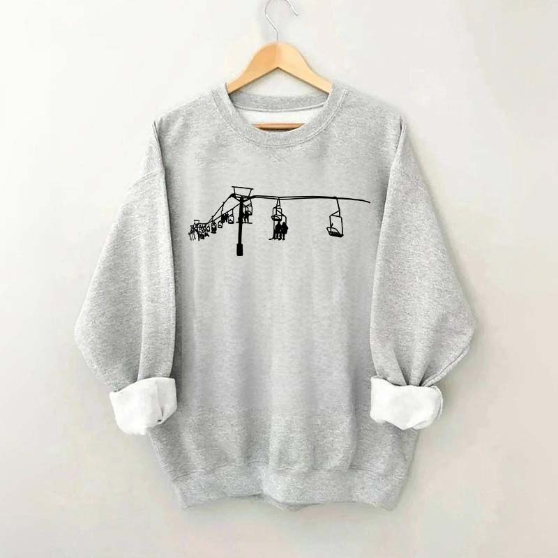 Minimal Mountain Skiing Lift Sweatshirt