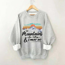 Retro Mountains Are Calling Hiking Camping Sweatshirt