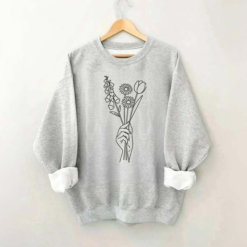 No Words Foxglove Daisy Tulip Sweatshirt