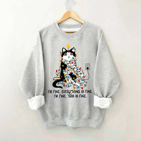 Christmas Cat Lights Sweatshirt