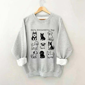 Funny Cute Easily Distracted By Dogs Sweatshirt