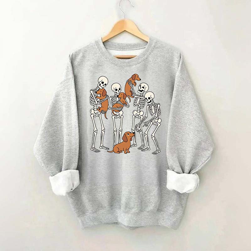 Halloween Dachshund Spooky Season Skeleton Bone Sweatshirt