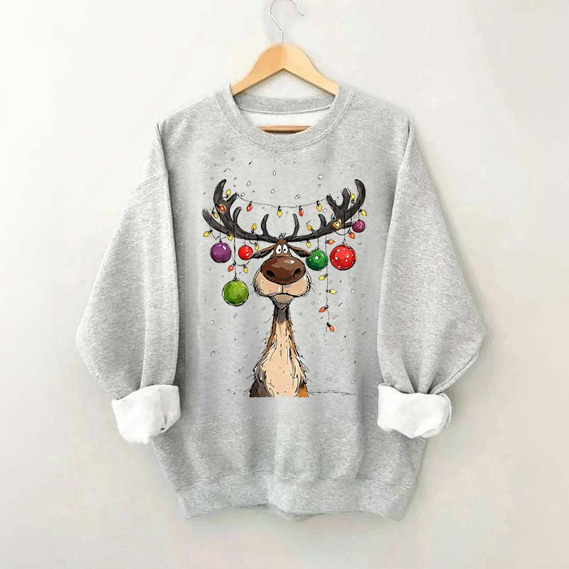 Vintage Reindeer Christmas Light Xmas Sweatshirt