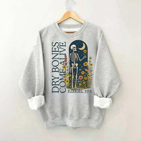 Dry Bones Come Alive Catholic Boho Floral Sweatshirt