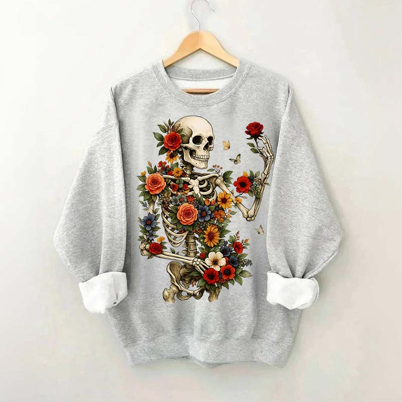 Dark Botanical Skeleton Retro Sweatshirt