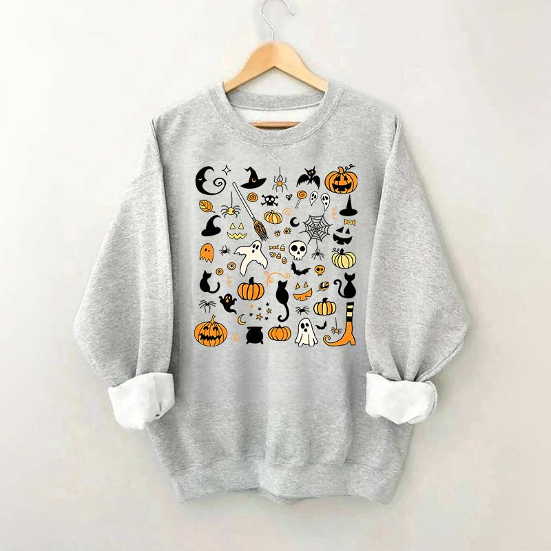 Halloween Doodles Little Things Witch Pumpkin Sweatshirt