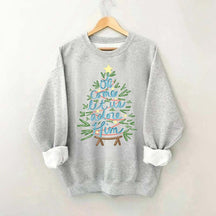 Oh Come Let Us Adore Him Christmas Tree Cute Sweatshirt