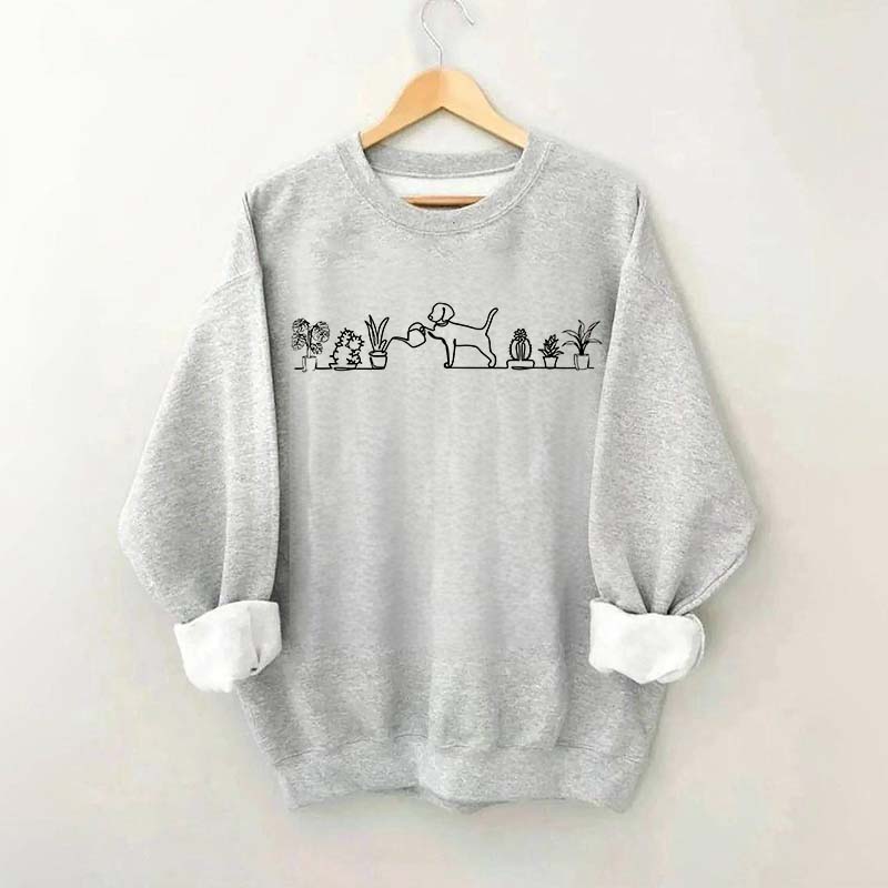 Dog Watering Plants Sweatshirt