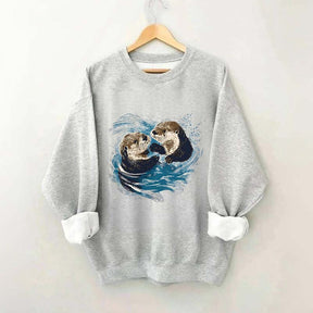 Vintage Otters Ocean Animals Sweatshirt