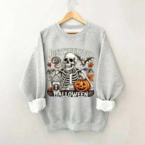 Just Waiting for Halloween Retro Halloween Sweatshirt