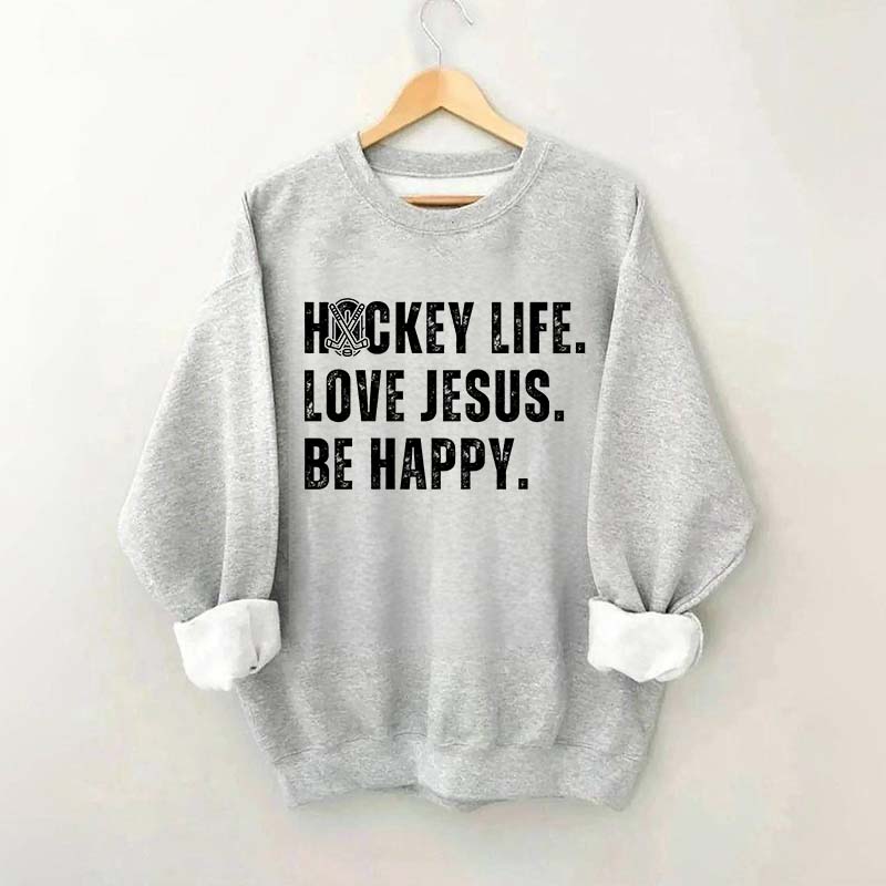 Comfort Colors Hockey Life Love Jesus Sweatshirt