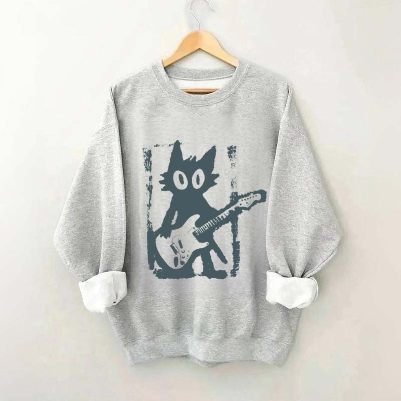 Rock Star Cat Electric Guitar Kitty Sweatshirt