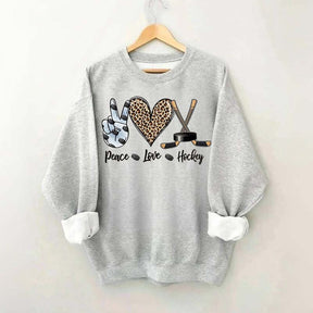 Sports Peace Love Hockey Sweatshirt
