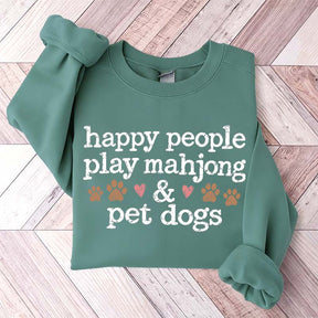 Happy People Play Mahjong & Pet Dogs Cute Sweatshirt