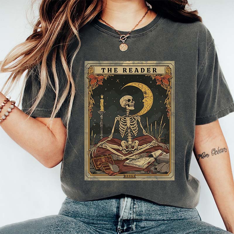 The Reader Tarot Card Skeleton T-Shirt