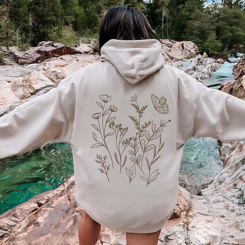 Boho Butterfly Wildflower Cottagecore Hoodie