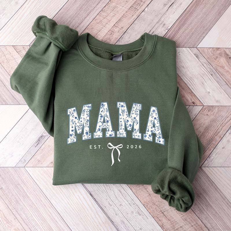 Custom Mama Retro Blue Toile Floral Sweatshirt