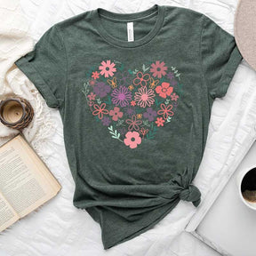 Flower Heart Botanical Bouquet T-Shirt