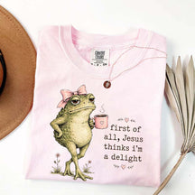 First Of All Jesus Thinks I'm A Delight Coffee T-Shirt
