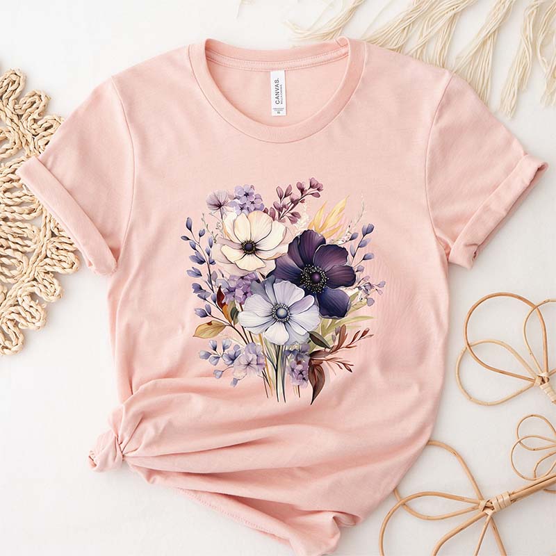 Springtime Watercolor Purple Wildflower Nature Lovers T-Shirt