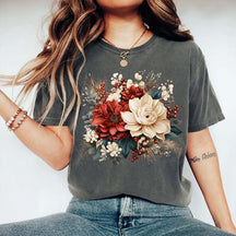 Christmas Flowers Comfort Colors T-Shirt