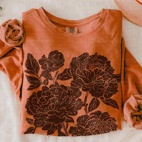 Vintage Linocut Flower Sweatshirt