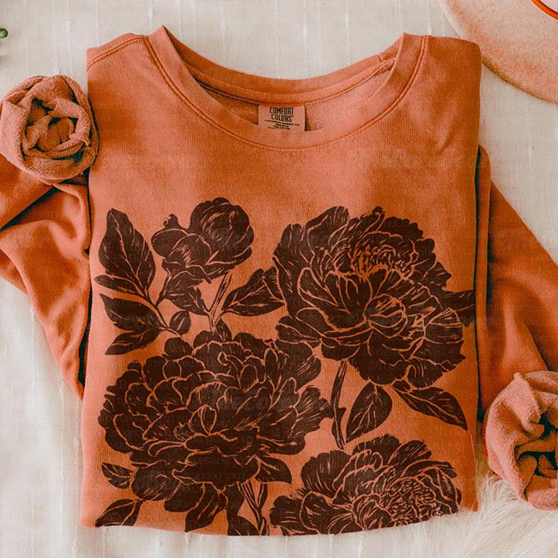 Vintage Linocut Flower Sweatshirt