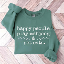 Happy People Play Mahjong & Pet Cats Sweatshirt