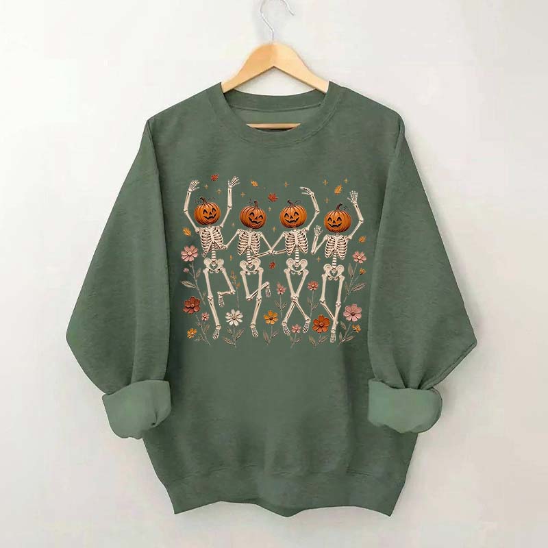 Wildflower Skeleton Preppy Halloween Sweatshirt