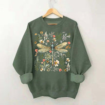 Dragonfly Floral Cottagecore Botanical Retro Sweatshirt