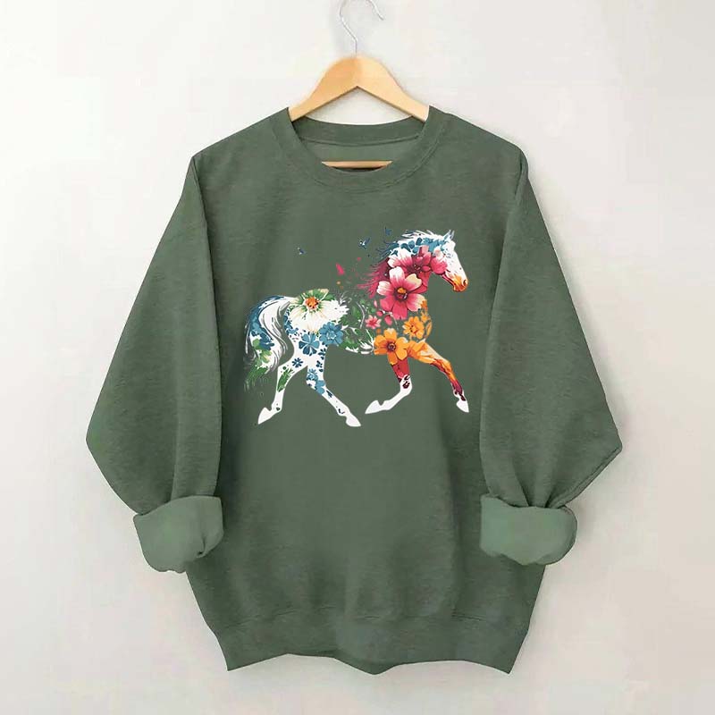Floral Horse Wildflower Sweatshirt