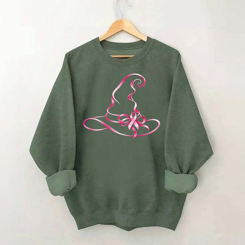 Breast Cancer Awareness Witch Hat Halloween Sweatshirt